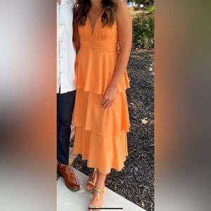 Lulus Orange Tiered Dress